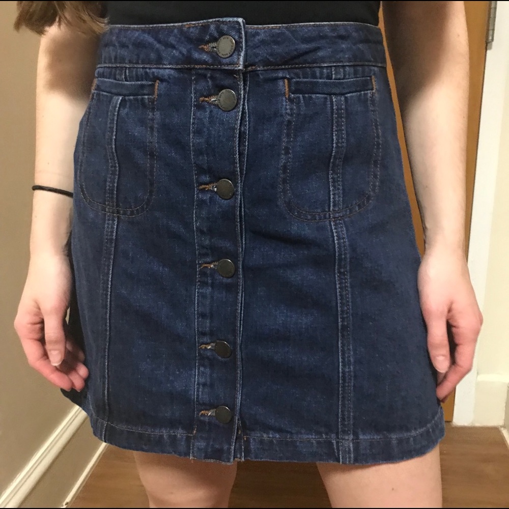 Topshop denim moto skirt